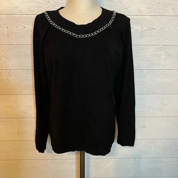 Colour Works black long sleeve sweater with chain accent Size XL - Picture 1 of 5